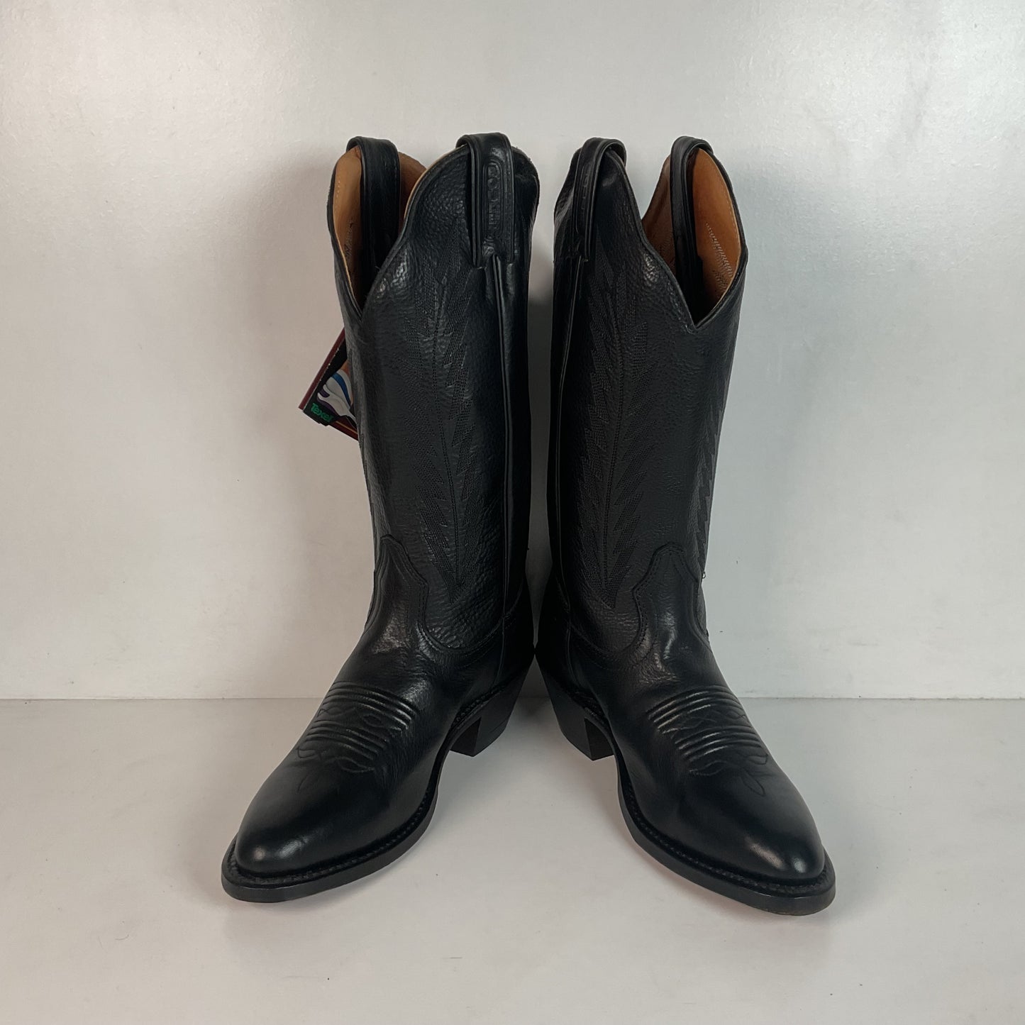 Boulet Classic Black Cowgirl Boots 6.5 C Deerskin New With Tags
