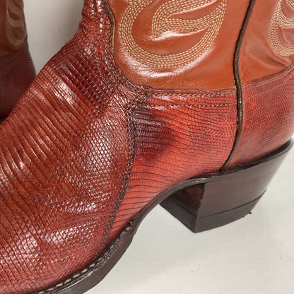 Vintage Tony Lama Teju Lizard Cowboy Boots | Gold Label | Narrow | Men’s 9.5 B