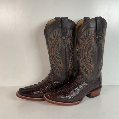 Ferrini Exotic Hornback Caiman Crocodile Cowboy Boots 9 EE Square Toe