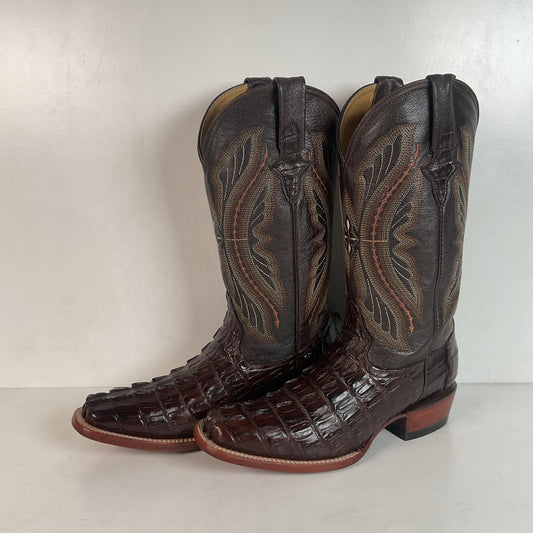 Ferrini Exotic Hornback Caiman Crocodile Cowboy Boots 9 EE Square Toe