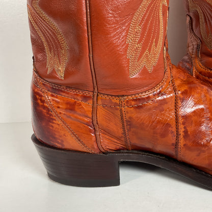 Vintage J. Chisholm Eel Skin Cowboy Boots | Exotic | USA Made | Men’s 8.5 D
