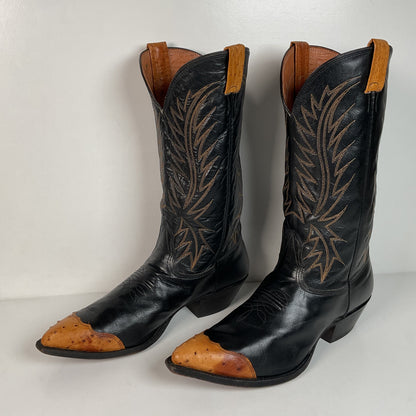 Vintage Nocona Wingtip Cowboy Boots | Exotic Ostrich Quill | Men’s 11 D