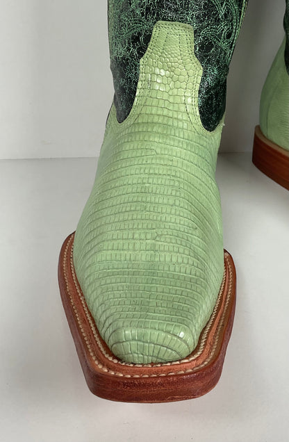 Los Altos Teju Lizard Cowboy Boots | Lime Green | Men’s 10.5 EE