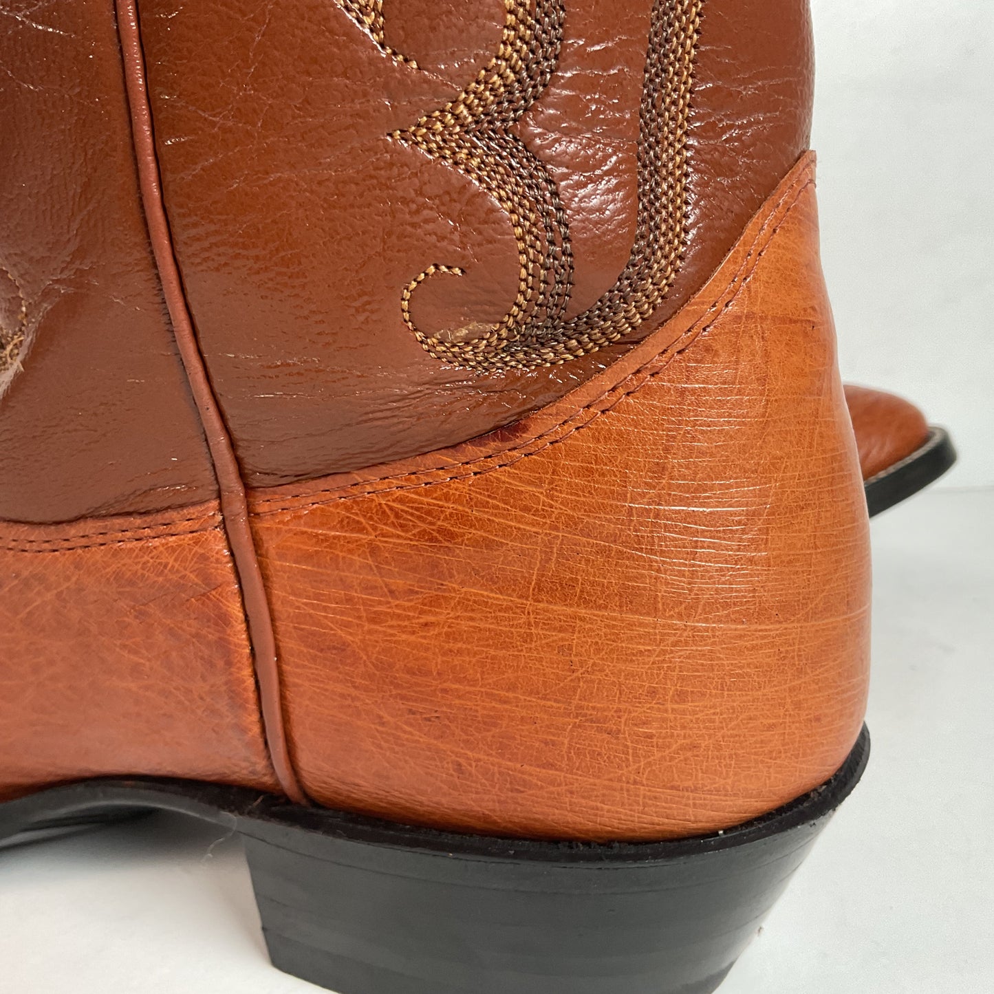 Vintage Nocona Exotic Smooth Ostrich Cowboy Boots Men’s 10.5 C Peanut Brittle