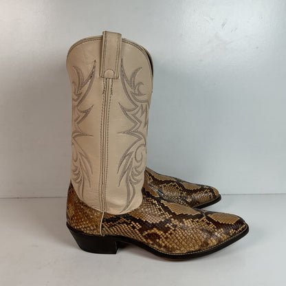 Vintage Laredo Front Cut Python Cowboy Boots 12 D USA Made Snakeskin