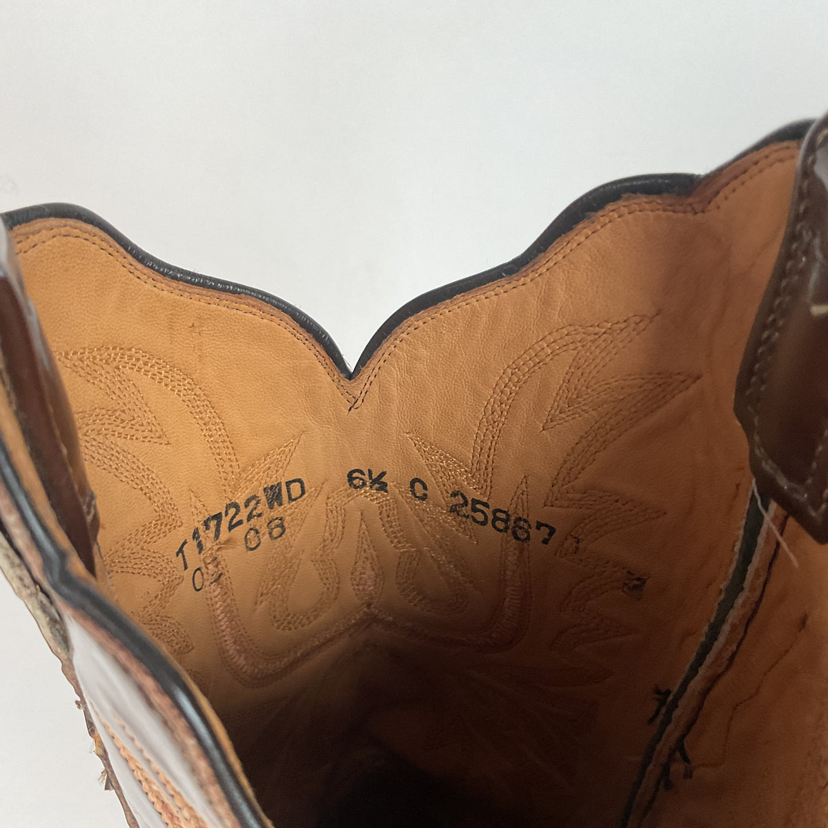 Lucchese 2000 Patent Leather Cowgirl Boots | Square Toe | Brown | USA Made | 6.5 C