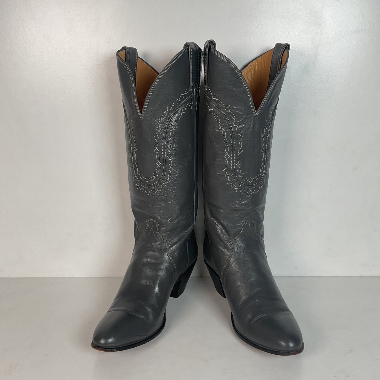Vintage Justin Tall Grey Cowgirl Boots 7 B USA Made