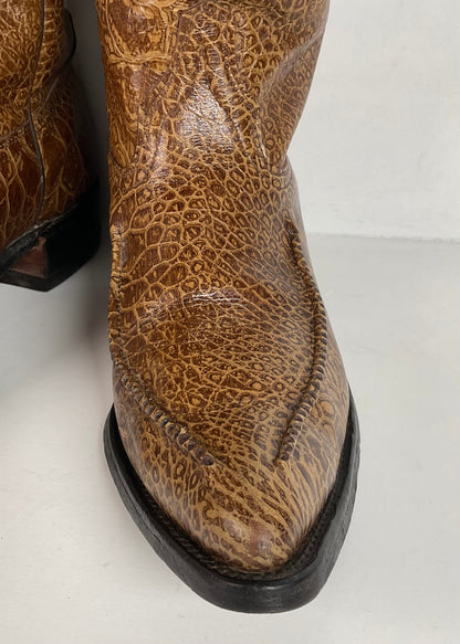 Vintage Wrangler Algonquin Toe Cowboy Boots | Sea Turtle Imitation Print | Men’s 9.5 D