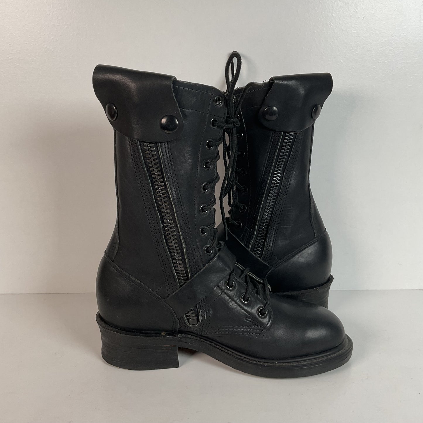 Vintage Double H Tanker Boots | Motorcycle | Lace Up | USA Made | Women’s 6.5 M
