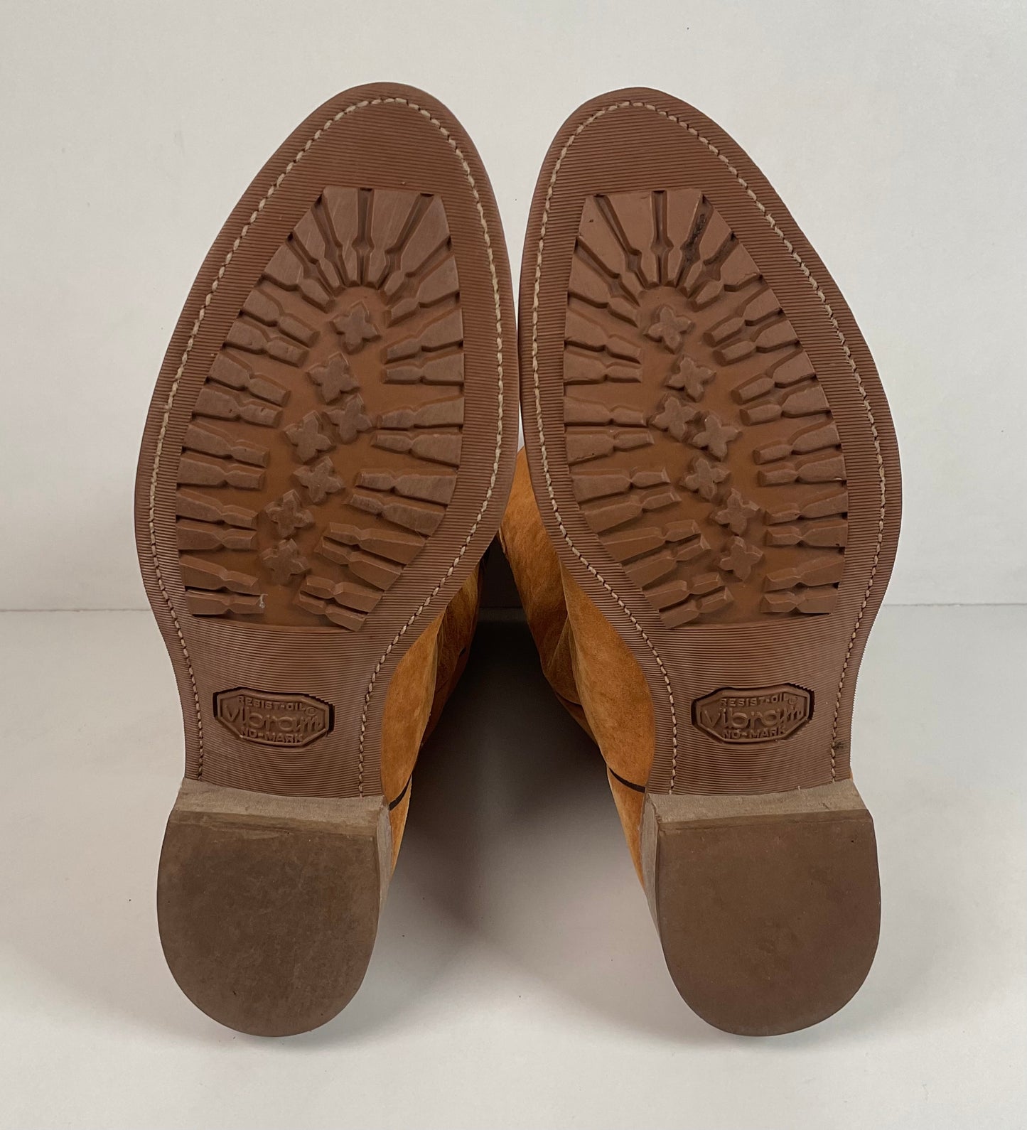 Vintage Wolverine Full Suede Cowgirl Boots 8 M Harvest Wheat Vibram