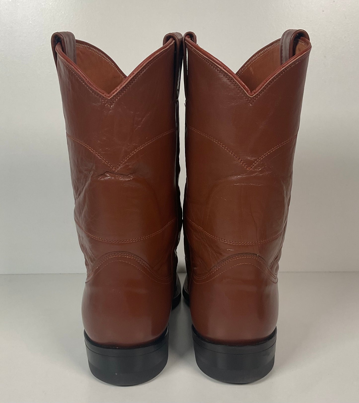 Vintage Nocona Brown Leather Roper Boots 8.5 E USA Made Western 60s 70s