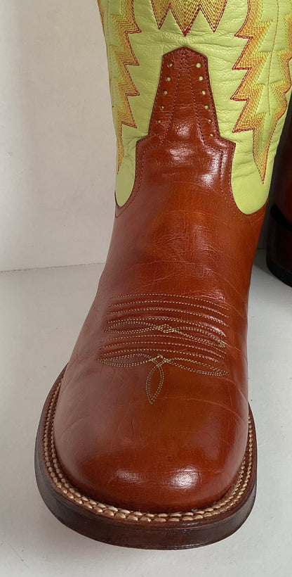 Rod Patrick Goat Skin Cowgirl Boots Men’s 8.5 B | Women’s 10 Collar Overlay
