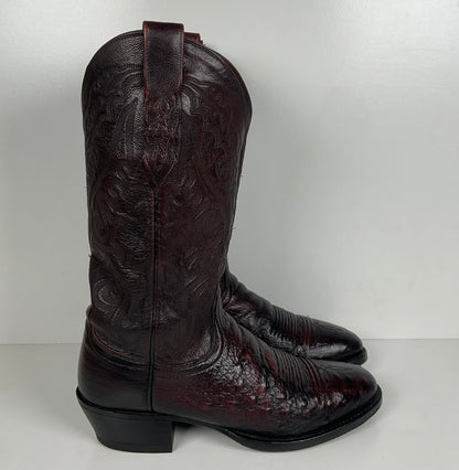 Lucchese 2000 Smooth Ostrich Cowboy Boots | Black Cherry | Exotic | Men’s 8.5 D