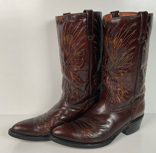 Vintage 1970s Acme Rising Phoenix Cowboy Boots 11 D USA Made Thundbird