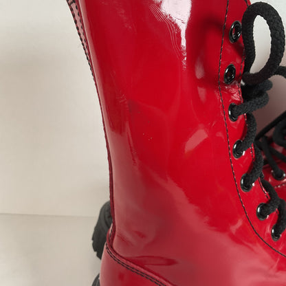 Underground England Lace Up Boots | Safety Toe | Cherry Red Patent | UK 6 | US 8
