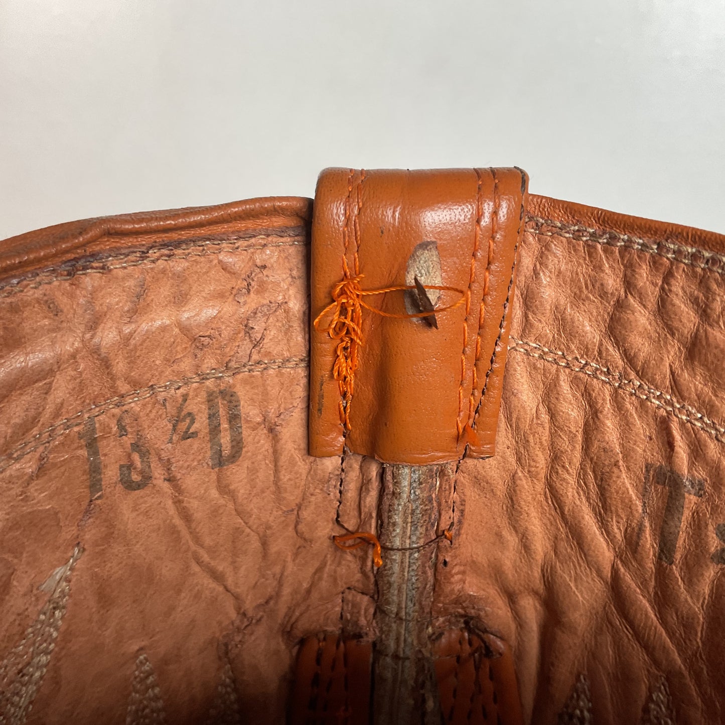 1960s Cowtown Handmade Cowboy Boots 13 D Pumpkin Orange Lizard Wingtip