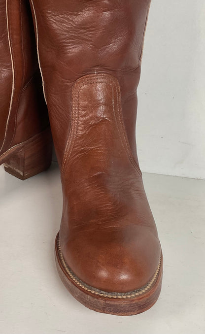 Vintage Frye Sabrina Tall Campus Riding Boots 9 B USA Made Chunky