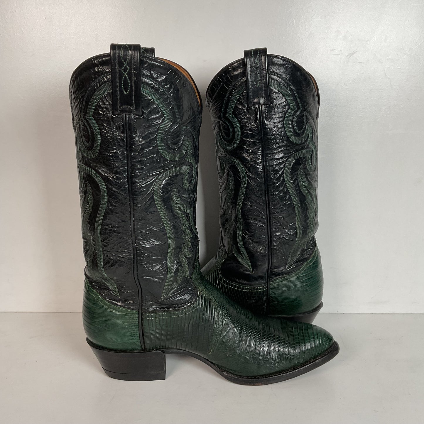 Tony Lama Emerald Green Teju Lizard Cowboy Boots Men’s 8 EE | Women’s 9 USA Made