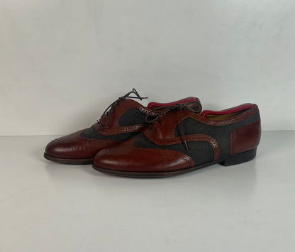 Vintage Cole Haan Ventilated Mesh Spectator Shoes 9 D Brogue Wing Tip Italy