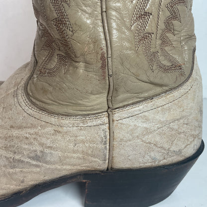 Vintage Justin Exotic Elephant Cowboy Boots 12 AA (Extra Narrow) Distressed