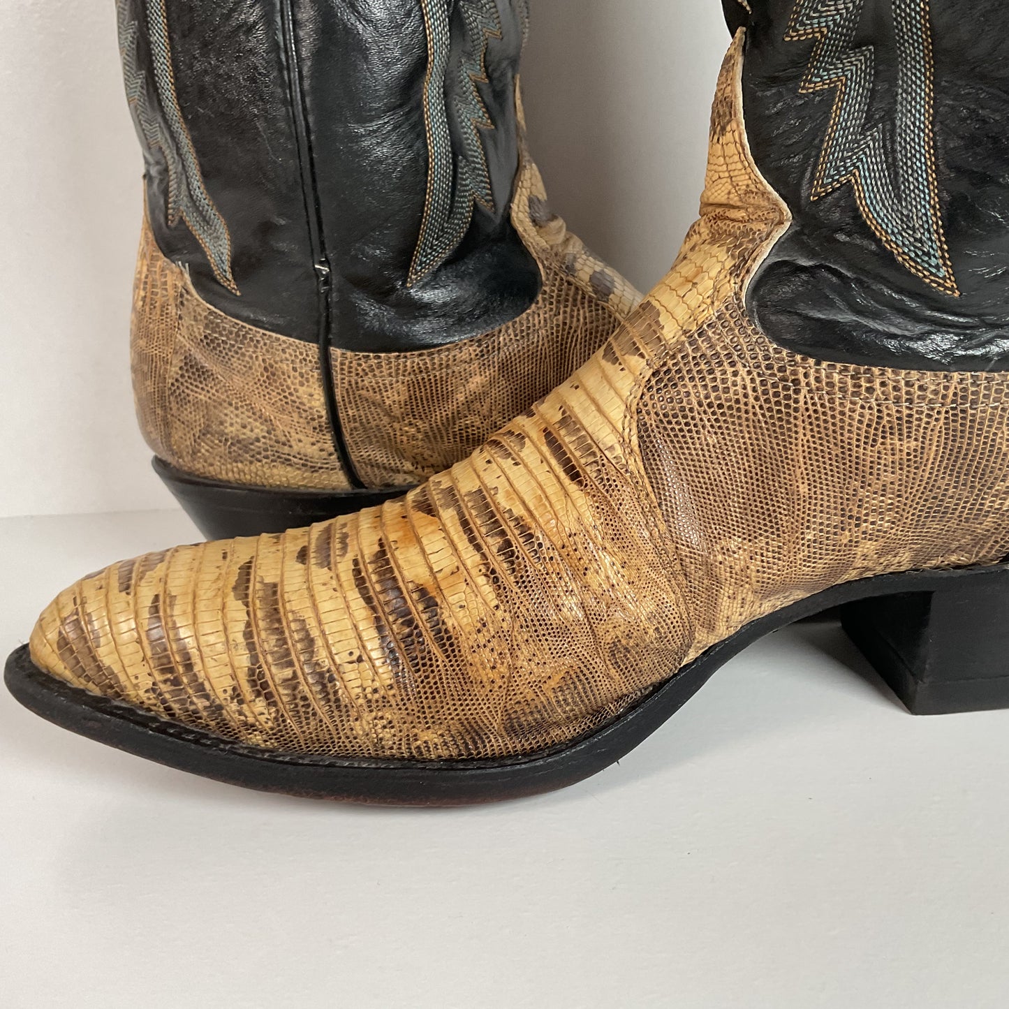 Vintage Tony Lama Cowboy Boots | Natural Teju Lizard | USA Made | Men’s 9 D