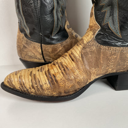 Vintage Tony Lama Cowboy Boots | Natural Teju Lizard | USA Made | Men’s 9 D