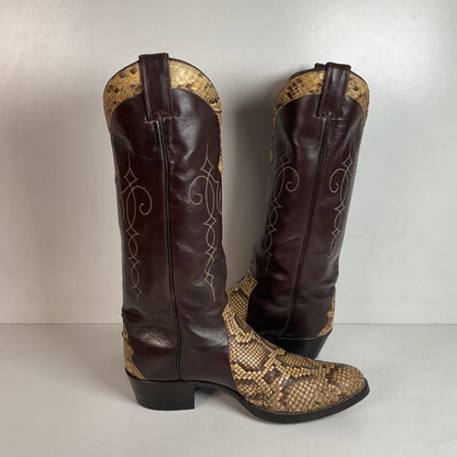 Vintage Justin Front Cut Python Cowboy Boots | USA Made | Triad Snakeskin | Men’s 9.5 D