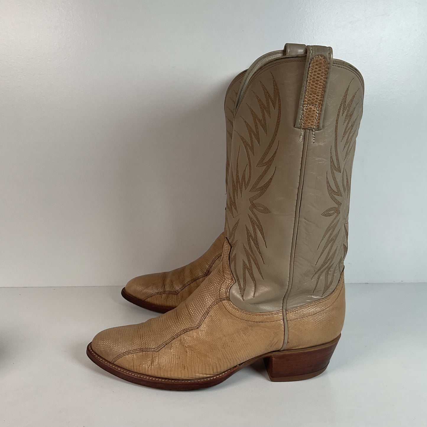 Vintage Dan Post Monitor Lizard Cowboy Boots | Golden Spur Collection | Blonde | 10 D