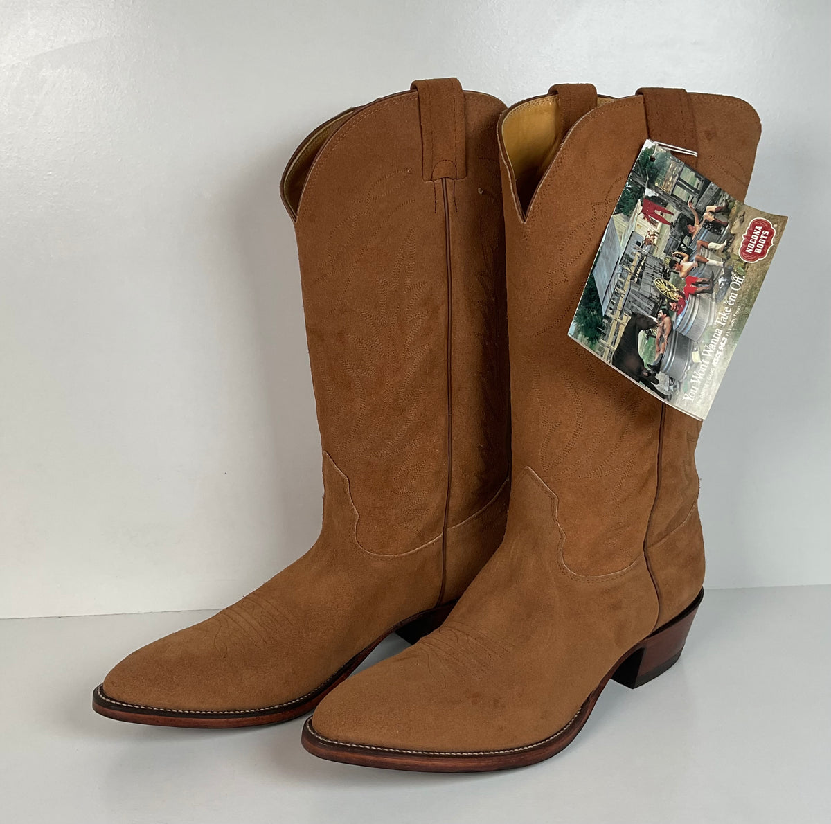 Vintage Nocona Suede Rough Out Cowboy Boots | Extra Narrow | Men’s 11.5 A