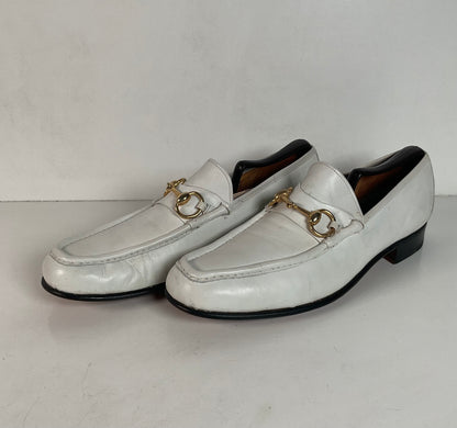 Vintage Johnston Murphy Aristocraft White Moccasin Loafers 10.5 Narrow USA Made
