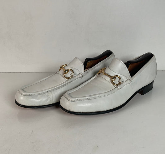Vintage Johnston Murphy Aristocraft White Moccasin Loafers 10.5 Narrow USA Made