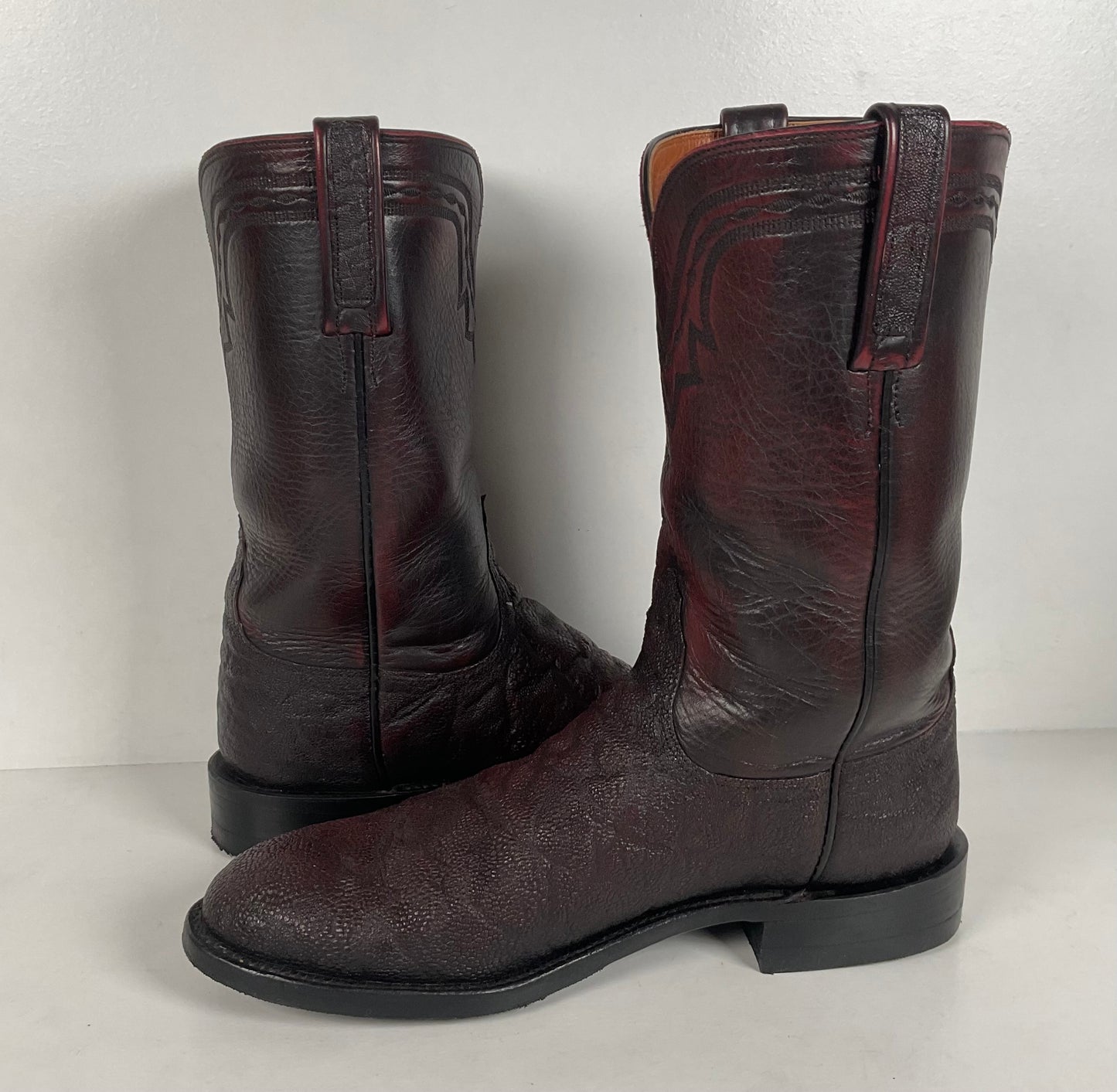 Lucchese 2000 Elephant Roper Boots | USA Made | Black Cherry | Men’s 8.5 D