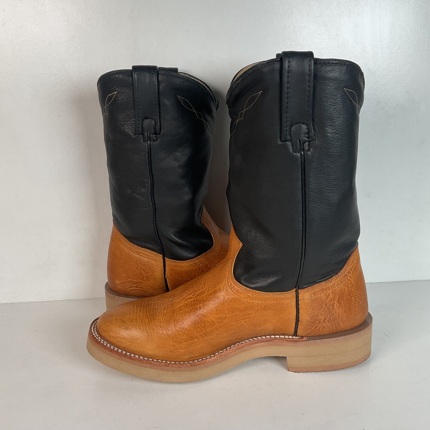 Vintage J. Chisholm Crepe Roper Boots Men’s 8.5 D USA Made