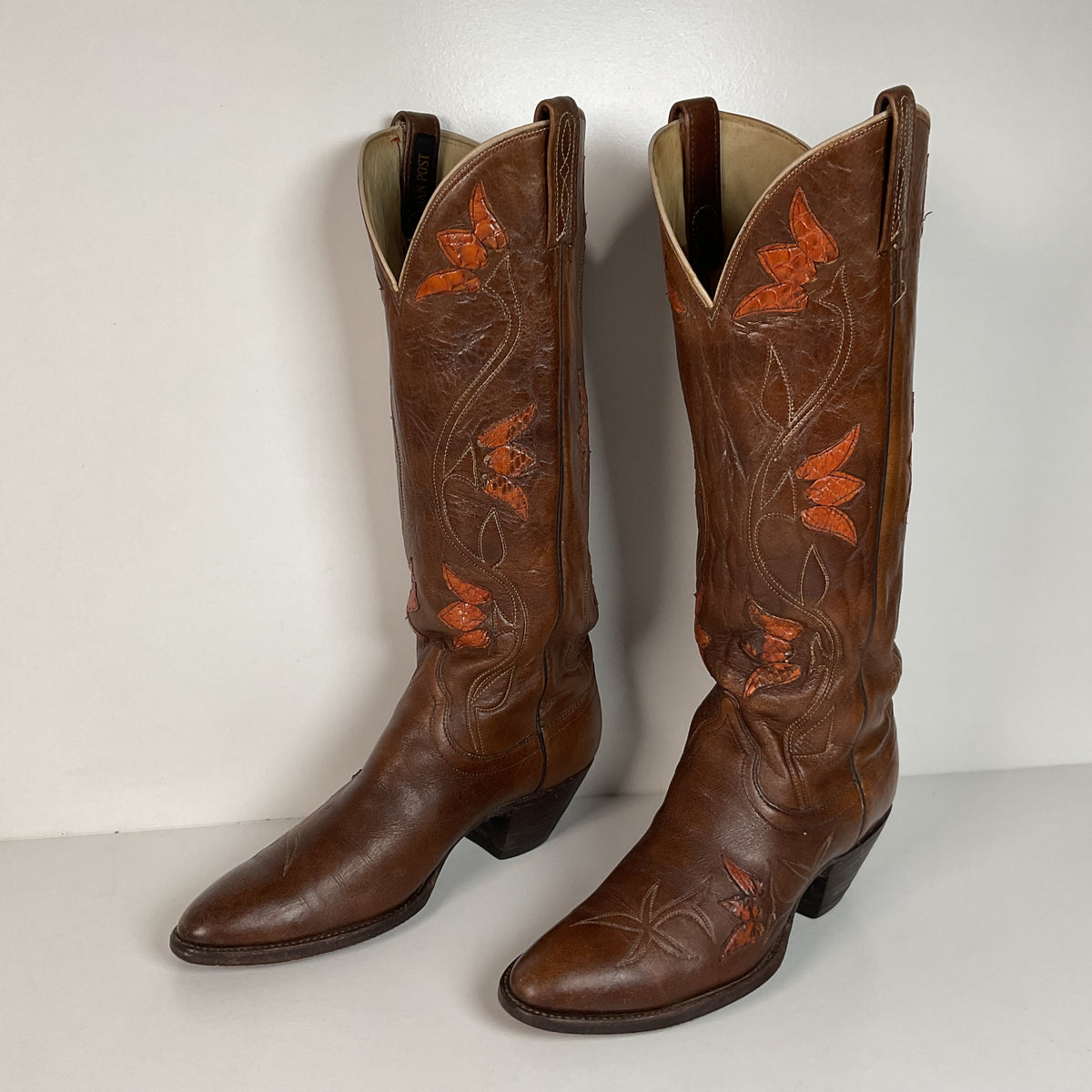 Vintage Dan Post Tulip Cowgirl Boots | Snakeskin | Men’s 8.5 | Women’s 9.5