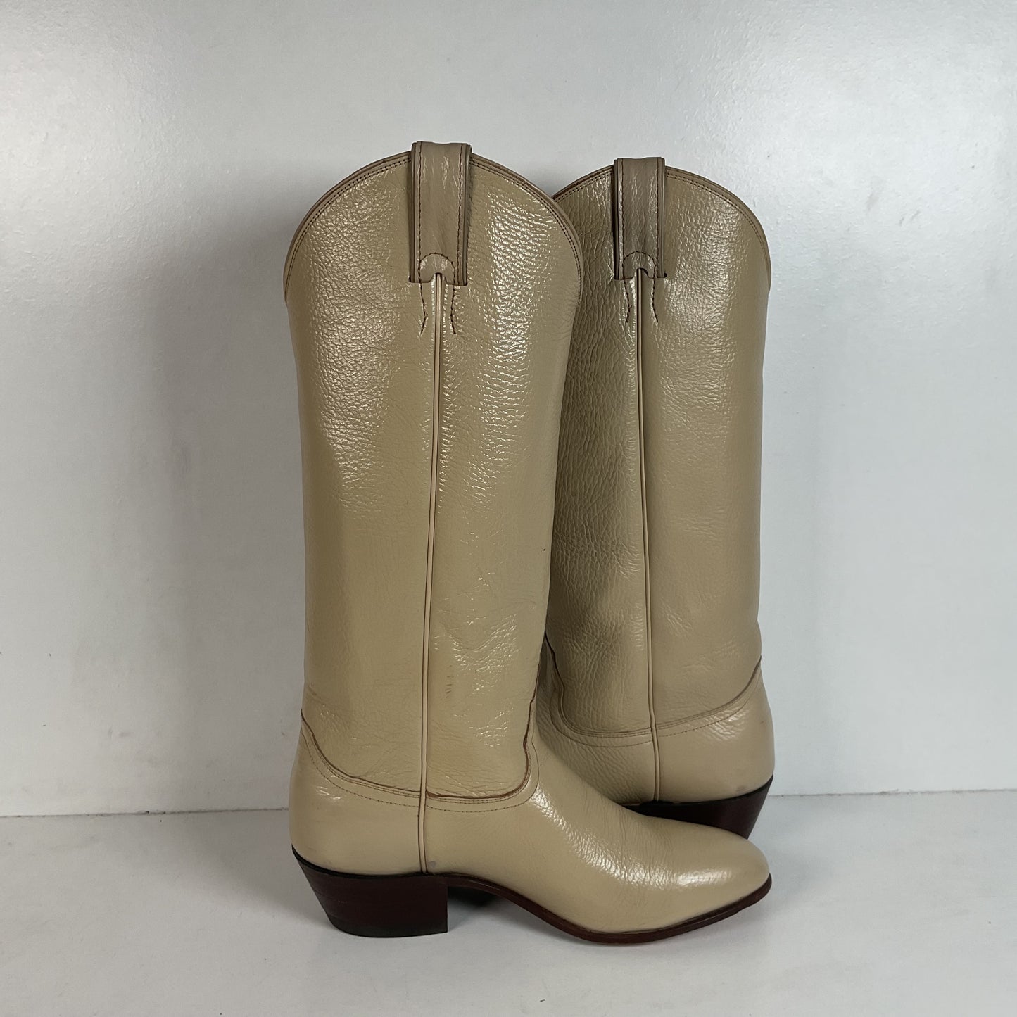 Vintage Justin Tall Cowgirl Boots | USA Made | Bone White | Women’s 8 B