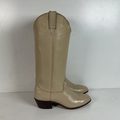 Vintage Justin Tall Cowgirl Boots | USA Made | Bone White | Women’s 8 B