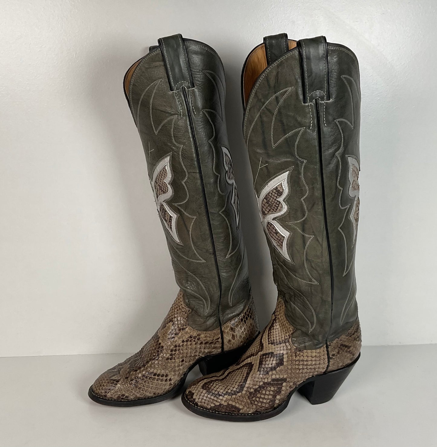 Vintage Justin Butterfly Cowgirl Boots | Snakeskin Inlay | USA Made | Women’s 5 B