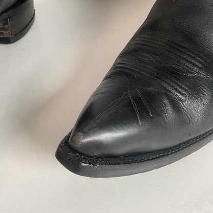 1950s Tony Lama Cowboy Boots | Black | Distressed | Men’s 9.5