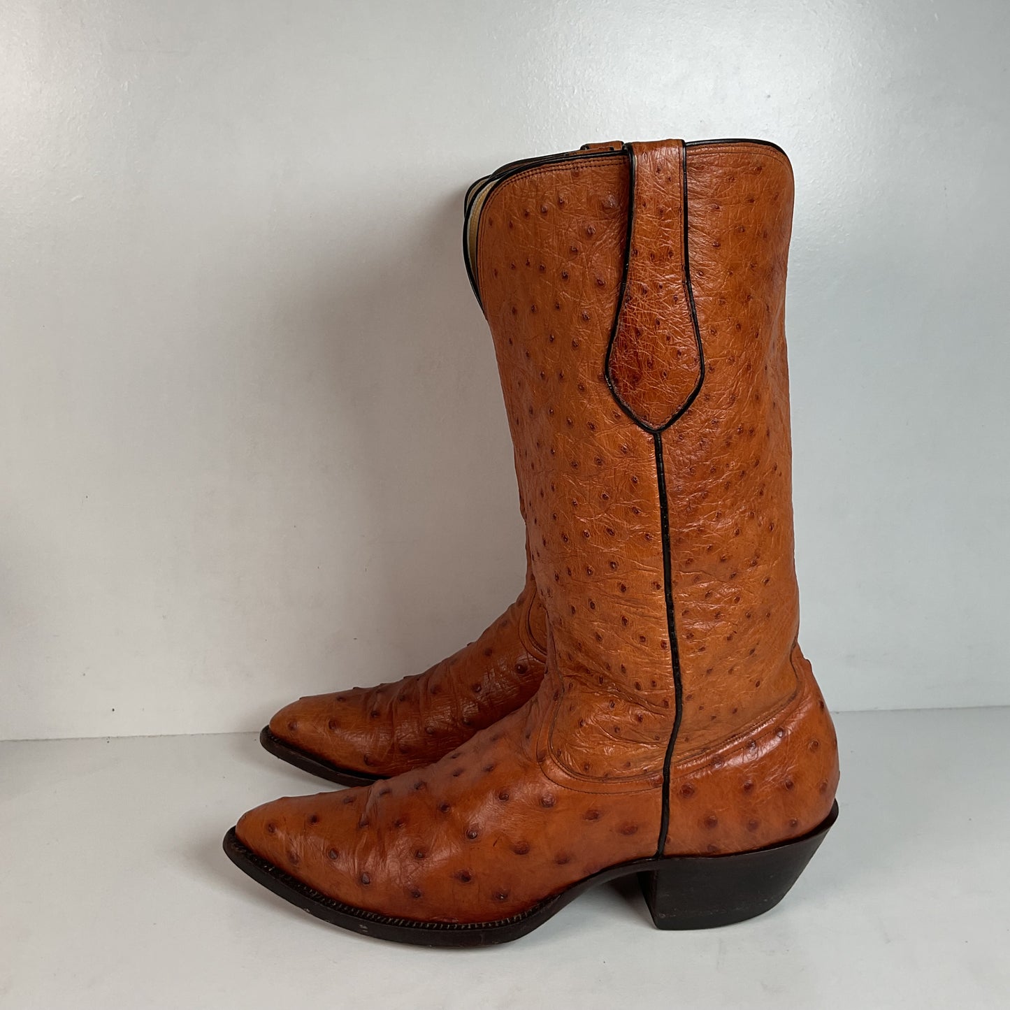 Custom Full Ostrich Quill Cowboy Boots 10 Wide Exotic Mule Ear