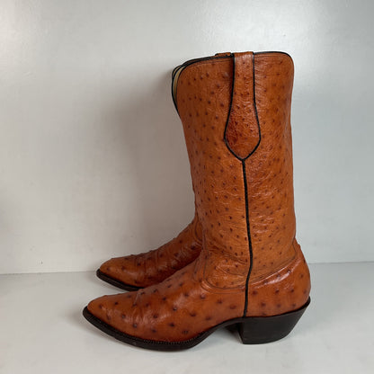 Custom Full Ostrich Quill Cowboy Boots 10 Wide Exotic Mule Ear