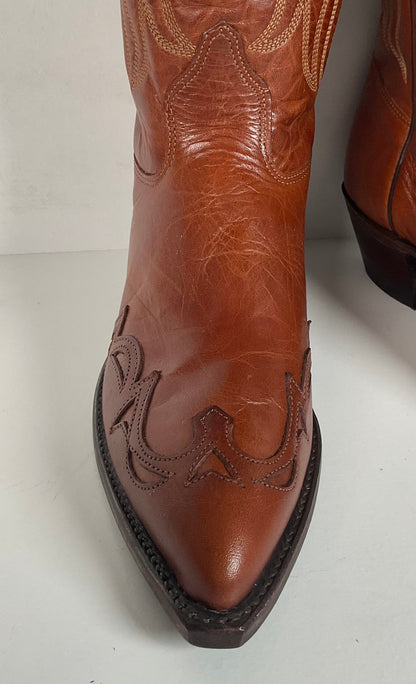 Vintage J. Chisholm Cowgirl Boots | Wingtip | USA made | Brown | Women’s 6.5