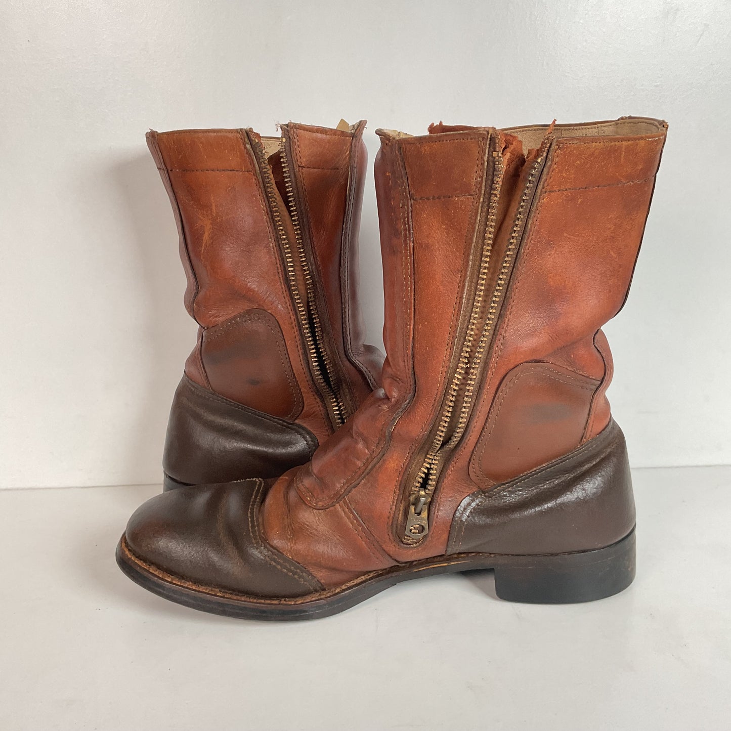 Vintage 1970s Hondaline Boots 9.5 Thrashed Moto Zip