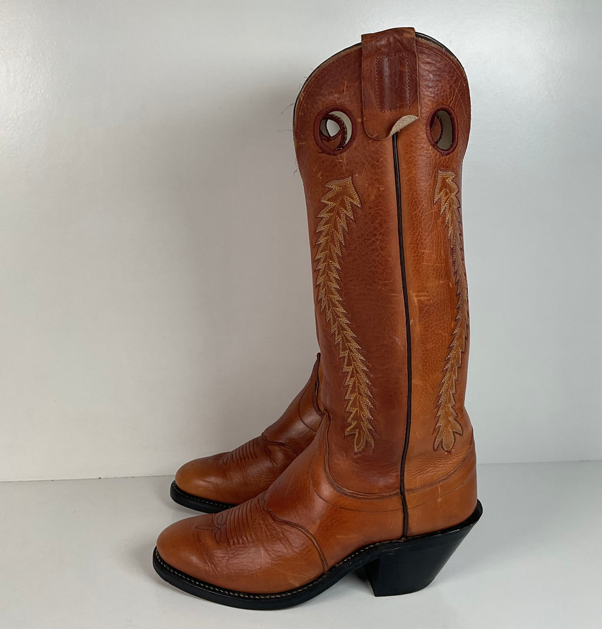 Olathe Brown Mule Buckaroo Boots | Tall Top | USA Made | Men’s 8.5 D
