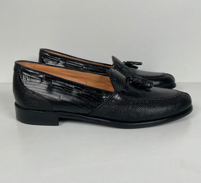 Zelli Italia | Teju Lizard Tassel Loafers | Black | Men’s 9 M