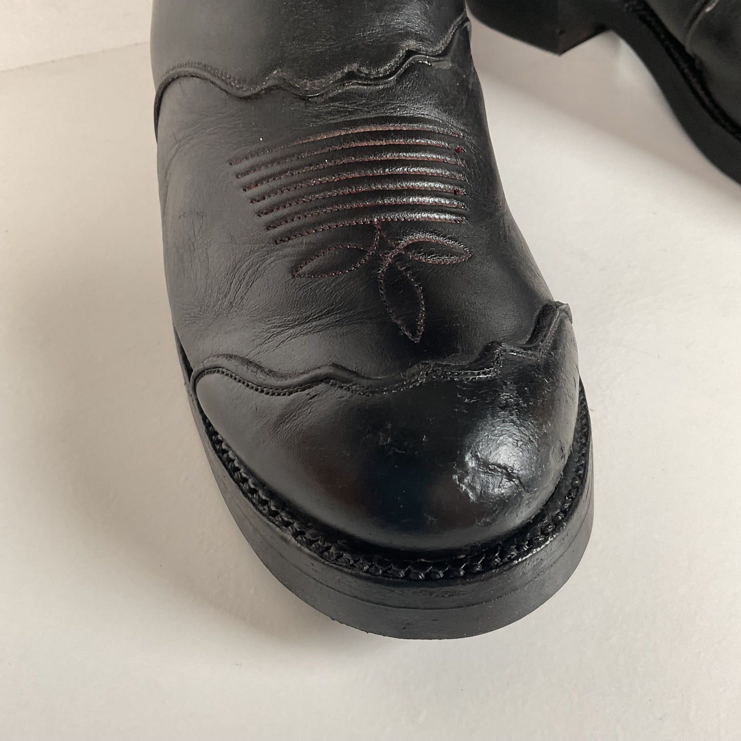Olathe Tall Buckaroo Boots | Black | Thick Hide | USA Made | Men’s 9.5 D