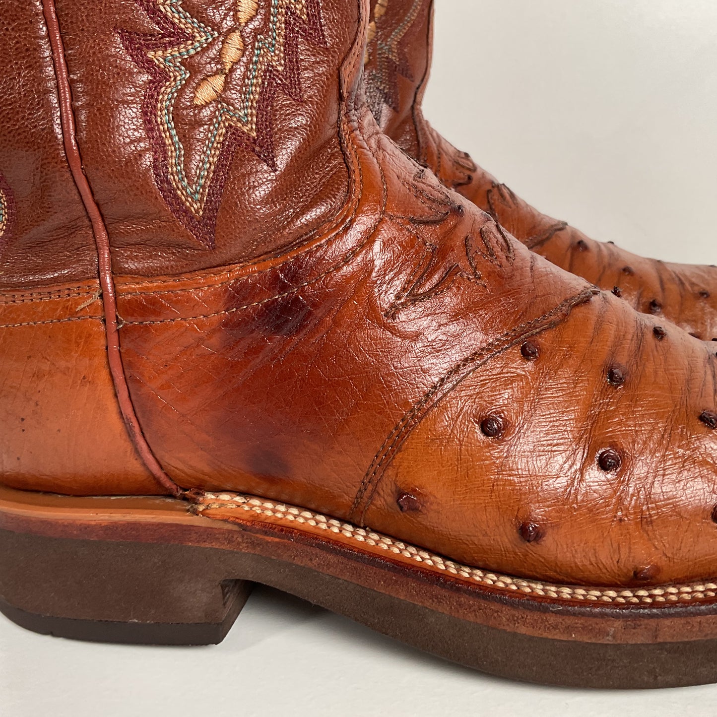 Lucchese 2000 Ostrich Quill Roper Boots | Crepe Sole | Exotic | Women’s 7.5 C
