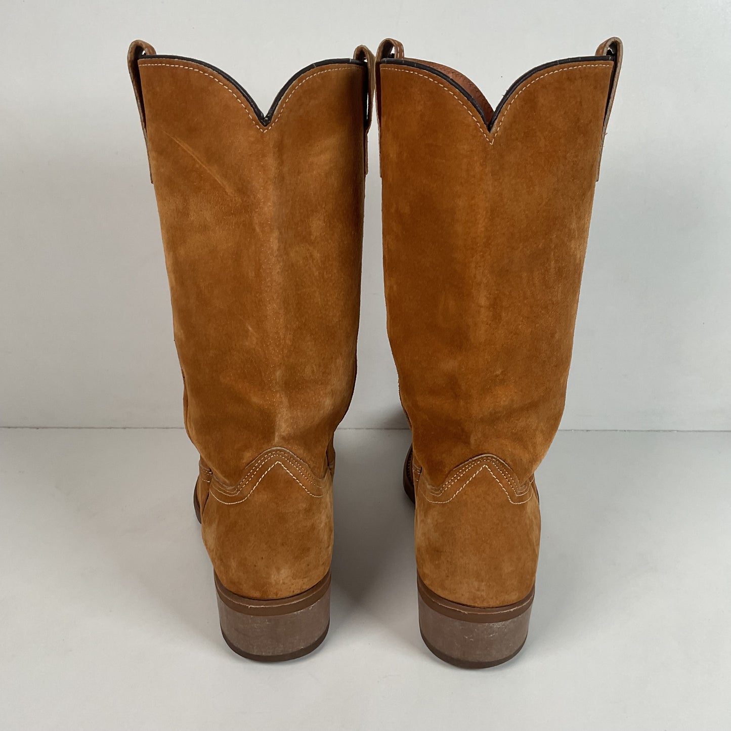 Vintage Wolverine Full Suede Cowgirl Boots 8 M Harvest Wheat Vibram