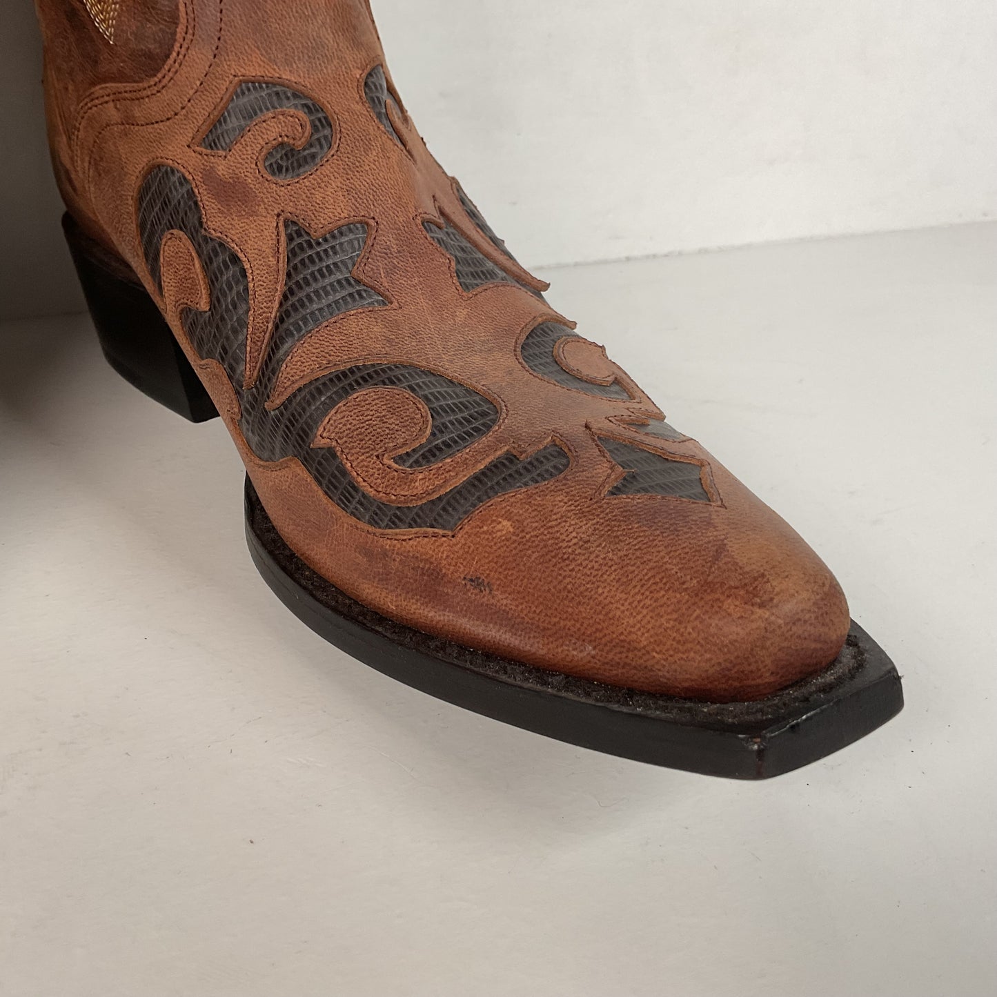 J. B. Dillon Goat Skin Cowboy Boots | Mad Dog | Tooled Inlays | Men’s 9 D