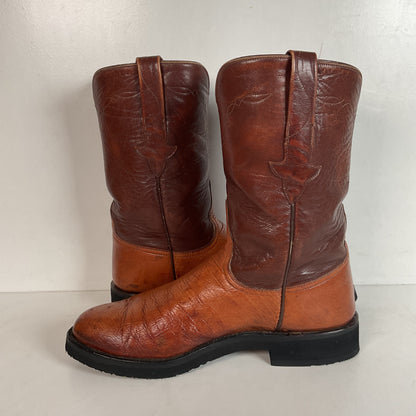 Vintage Lucchese Smooth Ostrich Roper Boots 9 D Crepe Sole Recraft Exotic
