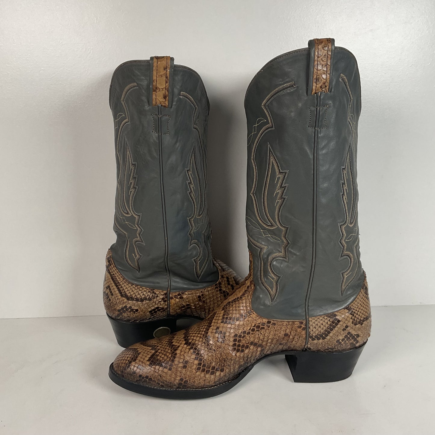 Vintage Larry Mahan Python Snakeskin Cowboy Boots | Reticulated | Men’s 12 D
